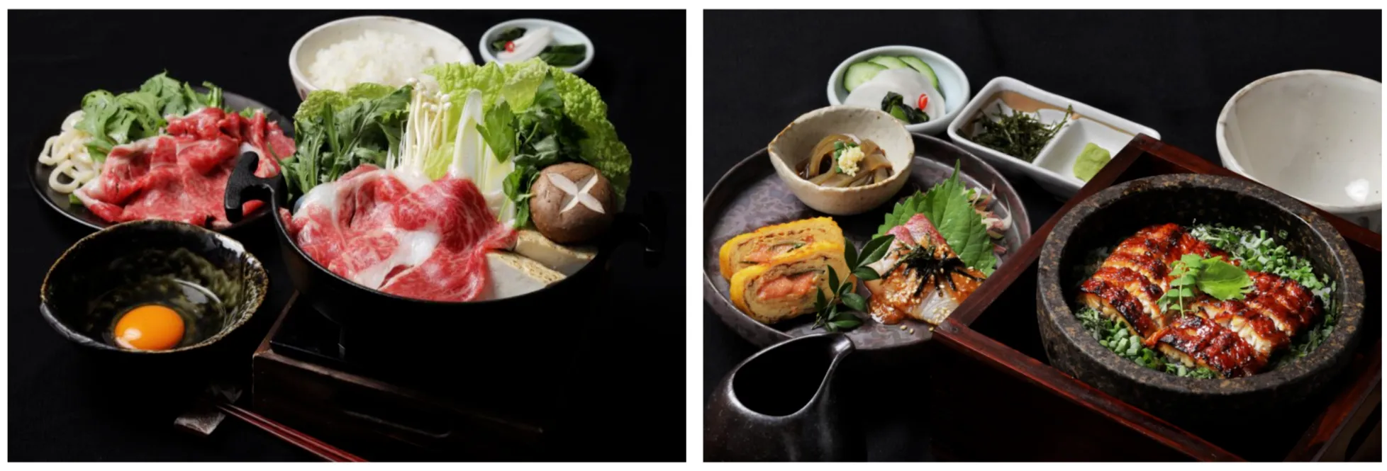 すき焼き御膳／鰻の石焼ひつまぶし御膳